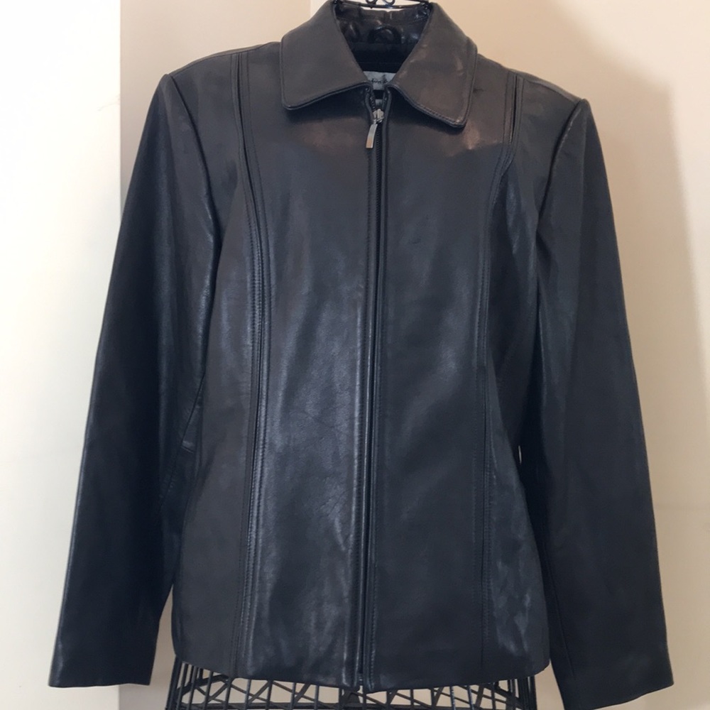Preston & York Black Lamb Skin Leather Jacket with Zipper & Size Pockets Size L - Picture 1 of 8